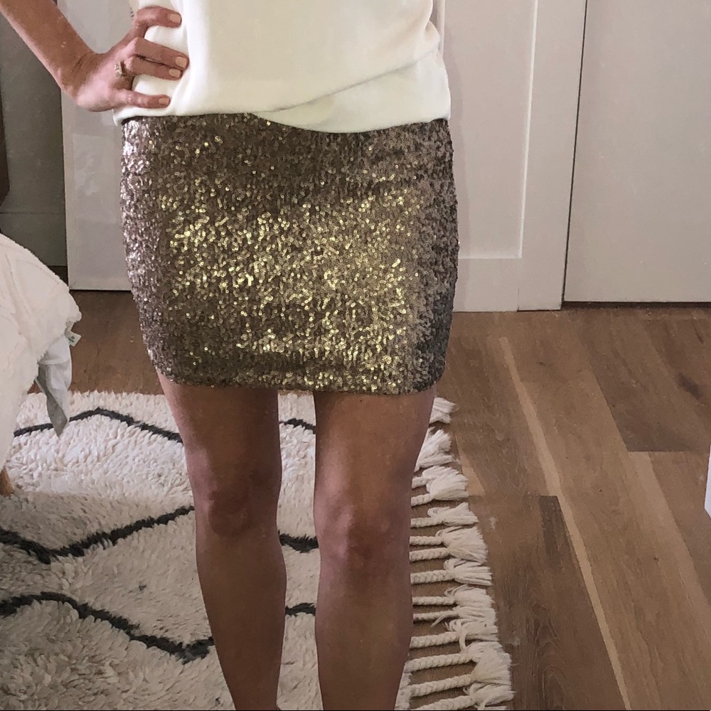 MM Couture gold sequin mini skirt
